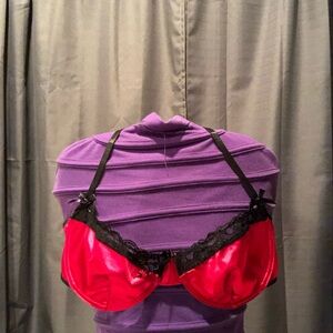 Exposed - Black Lace Women's Bra - Red